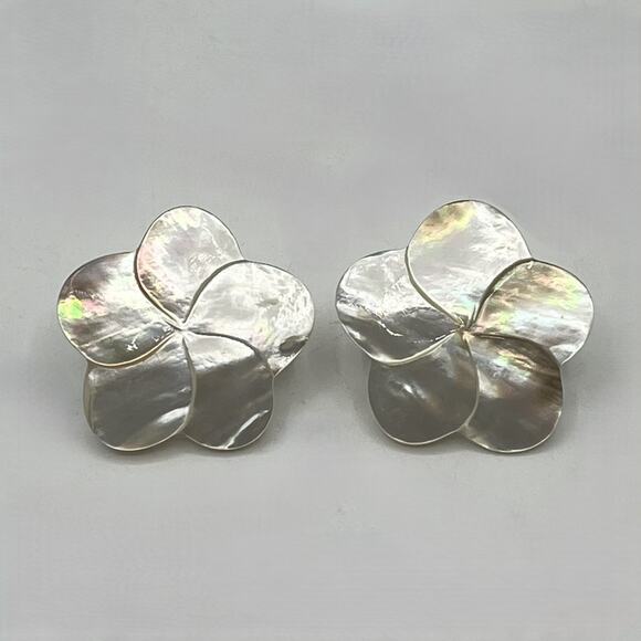 Unbranded Jewelry - White Abalone Flower Earrings Mother of Pearl Natural Seashell Natural Beach